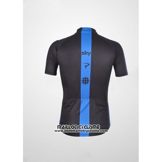 2012 Maillot Ciclismo Sky Noir et Bleu Manches Courtes et Cuissard
